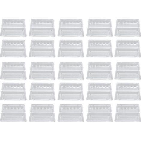 25 Boîtes de conservation alimentaire jetables en plastique avec couvercle à charnière, 22,5 x 12,7 x 8,5 cm, pour fruits et pain (1/5)