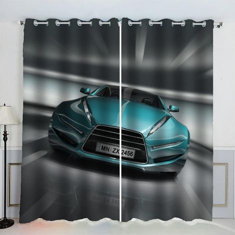 Rideau Voiture De Sport Voiture De Course Sport Extrême Rideau Thermique Isolant Anti Froid Rideau Occultant Oeillet 2 Pièces Opaque Salon Maison Décoration Rideaux Polyester (234x183 cm) - 234L X 183 (1/5)
