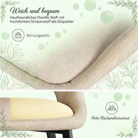Fauteuil de salon, chaise de coiffeuse rembourrée, chaise de salle à manger, fauteuil d'appoint moderne (seulement 2 chaises) (1/4)