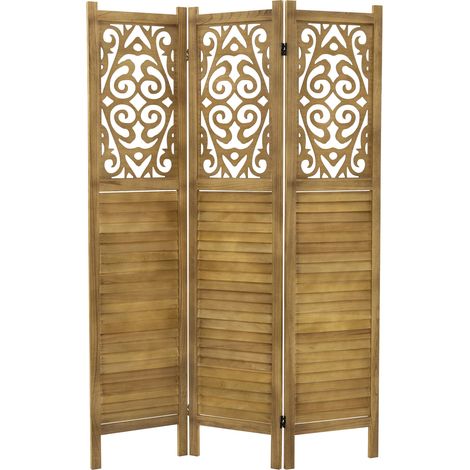 ML-Design Paravento Pieghevole 3 Pannelli "Tokio" in Legno Naturale 170x121 cm Schermo Separatore Autoportante per Interni, Divisorio Stanza, Separé Decorativo per Camera da Letto, Soggiorno o Ufficio (1/5)