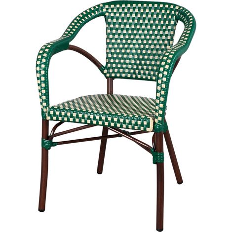 AUTRES Chaise d’extérieur empilable avec accoudoirs avec un style bistrot - modèle 050 - vert (1/4)
