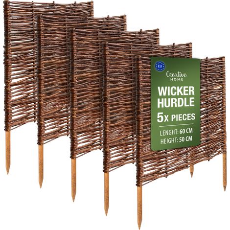 Creative Home Lot de 5 Bordure de Jardin en Saule  60 x 50 cm (1/4)