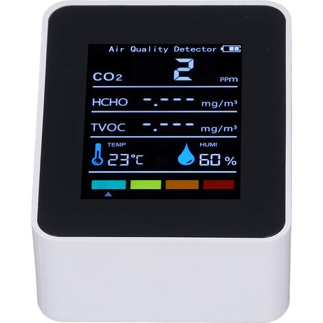 Détecteur de CO2 infrarouge blanc, lecture en temps réel, mesure précise du dioxyde de carbone, de la température et de l'humidité, et de la qualité de l'air. (1/5)