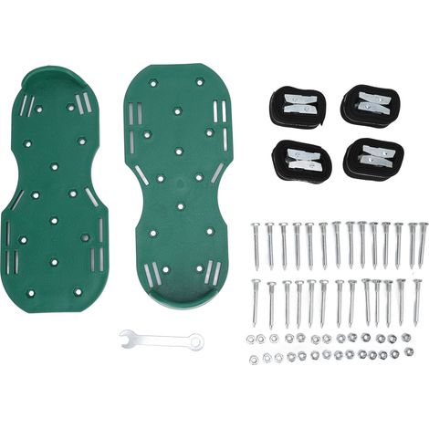 Chaussures d'aération de pelouse, pointes en plastique et boucles en alliage de zinc, accessoires de jardin avec sangles ajustables, vertes (1/5)