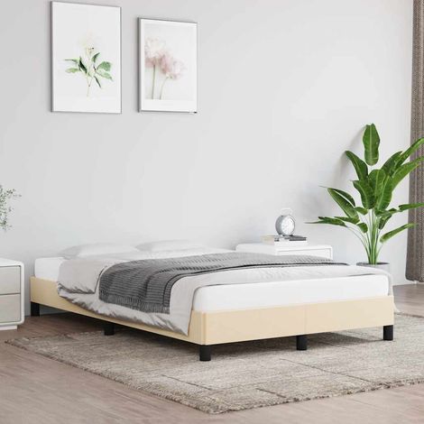 Estructura de cama sin colchón tela crema 120x190 cm (1/5)