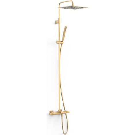 Ensemble de robinet thermostatique mural à 3 voies pour baignoire et douche Or Mat 24K - TRES 19031205OM (1/2)