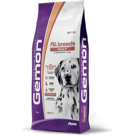 Cane - All Breeds Salmone e Riso Gemon Monge 15 Kg
