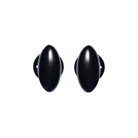 Quincadeco – Poignée de porte d'intérieur ovale alu noir sur rosace – Carré 6 mm pour portes anciennes – Vis pointeaux pour serrage sans jeu