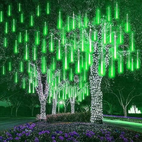 Guirlande Lumineuse Solaire - 10 Tubes Pluie Météore - 30 cm ou 50 cm - 240 ou 360 LED - Étanche IP65 - Pour Décoration Extérieure Noël Mariage Jardin (1/5)