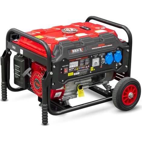 Brick – Groupe électrogène 3000W avec roues – 2 prises – AVR – Réservoir 15L – Autonomie 6h pour chantiers et espaces confinés (1/5)