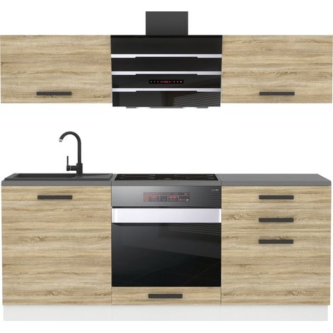 Belini Cuisine Equipee Complete Sophia Muebles de Cuisine Complets - 180 cm. Cuisine Complete sans Plan de Travail, Chêne Sonoma (1/4)