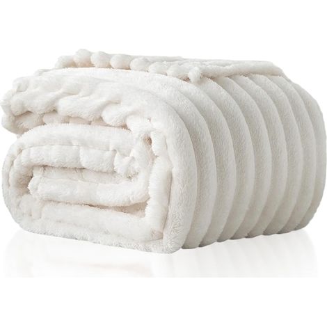 180 x 200cm Couverture Canapé, Plaid Polaire Doux Chaud, Couvertures Rayé Super Douce, Jeté Lit Grand Confortable pour 2 Personnes, Cadeau Coconning pour Femme (1/5)