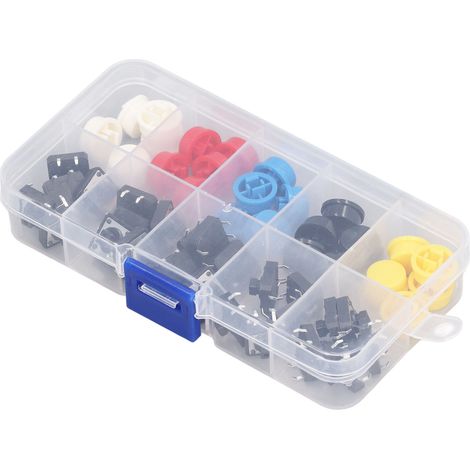Packung mit 25 runden taktilen Schaltern (12 x 12 x 7,3 mm), 4-polige SMD-Taster für Leiterplatten, mit Kappe (1/5)