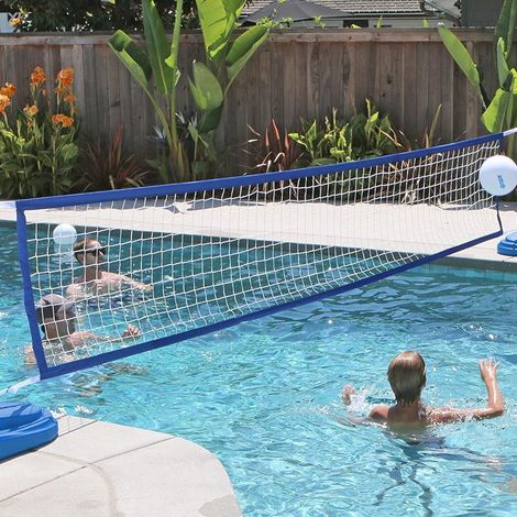Filet de volley-ball amélioré pour piscines intérieures - Jeu familial et adulte - 450 cm x 90 cm - Blanc (1/4)