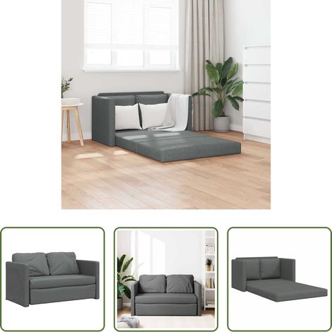 Canapé pliable - Canapé-lit 2 en 1 gris foncé 112x174x55 cm tissu (1/5)