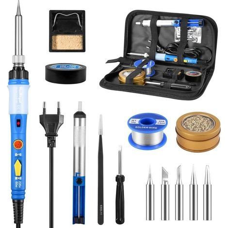 Fer à Souder 60W Kit de Soudure Température Réglable 200℃450℃ Visible Fer a Souder Électrique, Kit Tournevis de Précision Boîte a Outils de Réparation Soudage Brasage (1/5)