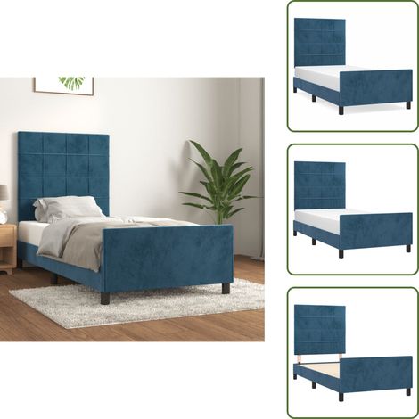 Letto con testiera regolabile - vidaXL Giroletto senza Materasso Blu Scuro 80x200 cm in Velluto - Giroletto in velluto
