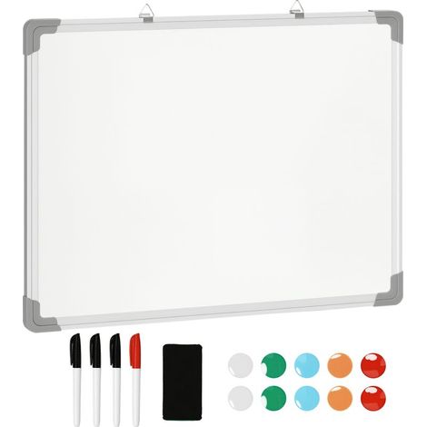 Magnetische Whiteboard-Tafel mit Aluminiumrahmen, 60 x 45 cm, mit Markern, Schwamm und Magneten (1/5)