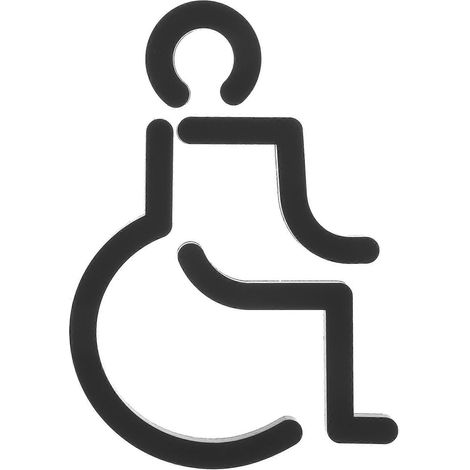 Panneau pour personne handicapée - Autocollant pour porte de douche - Panneau pour personne handicapée - Panneau pour fauteuil roulant - Panneau pour toilettes-14X9.5CM-Black