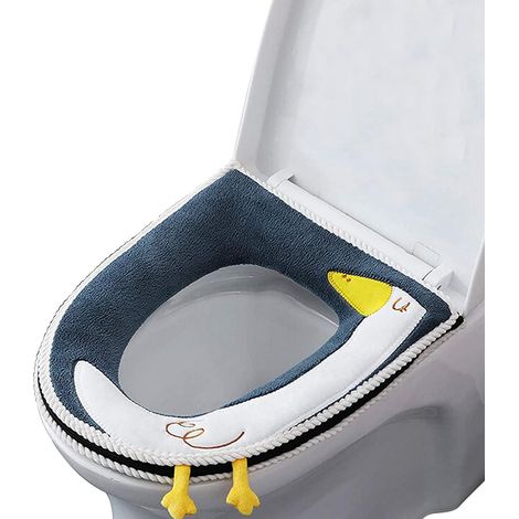 Lot 1 Coussin de Siège de WC Imperméable Canard, Housse de Toilette Universelle avec Fermeture Éclair, Assise Chauffante pour WC, Convient à la Plupart des Toilettes (Sans Adhésif) (1/5)