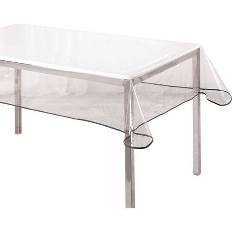 Rechteckige transparente Tischdecke GARDEN B, 140 x 240 cm, grafitfarbener Saum