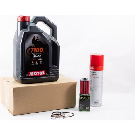Kit Entretien Vidange Standard pour KTM DUKE 390 de 2013 à 2024 - MOTUL 7100 15W50 4L