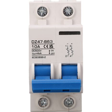 Disjoncteur Miniature 2P 10A Type B 4KA 500V pour Système Solaire Photovoltaïque, Montage sur Rail DIN 35mm (1/5)