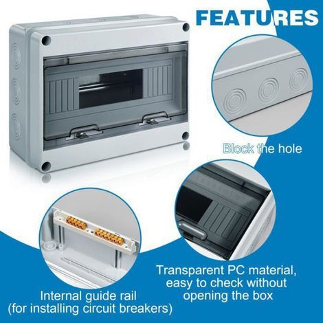 Coffret Electrique Etanche Exterieur, IP65 Botier de Distribution en Saillie 12 Modules avec Terminaux, ABS de TABLEAU ELECTRIQUE (1/5)