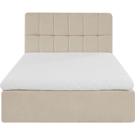 Lit complet compressé boxspring tissu 140x190cm - Beige - Air Nest