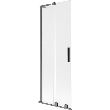 Paroi de baignoire coulissante 2 volets Mexen Velar L 70 x 150 cm, givre, gris canon brossé - 896-070-003-31-66 (1/2)