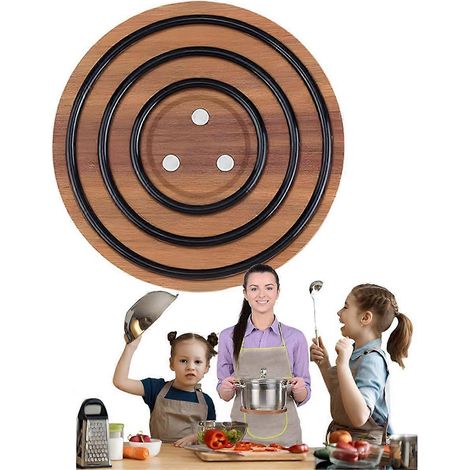 dessous de plat magnétique, incroyable tapis isolant thermique en bois, tapis isolant thermique magnétique (1/4)