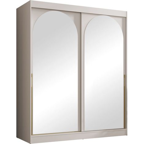 Armoire Toledo 132, Cachemire, 216x180x65cm, Portes d'armoire: Coulissantes, Nombre d'étagères: 0