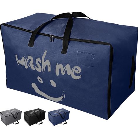 Sac de rangement pliable bleu foncé Smiley – 100 L