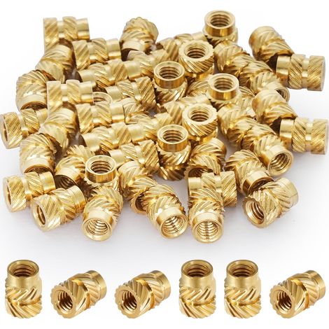 Insert M6 Fileté M6×10×8mm Impression 3d Douilles Filetées en Laiton 80 pièces Écrou à Filetage Fondu Insert Plastique Pour Composants d'Impression 3D et Pièces en Plastique (1/5)