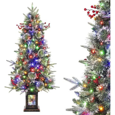 Künstlicher Weihnachtsbaum 120 cm mit 150 LEDs (Warmweiß & Bunt), 9 Modi, 6-Stunden-Timer, dichte PVC-Zweige, Christbaum für Innen (1/5)