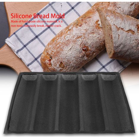 Moule à pain oblong en silicone, moule à baguette, plaque de cuisson française (1/5)