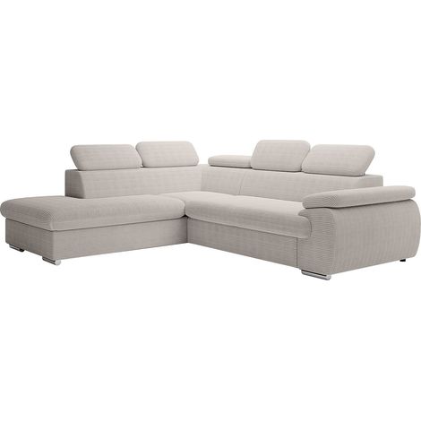 Divano letto in Velluto a coste Beige - Angolo a sinistra - FABIEN
