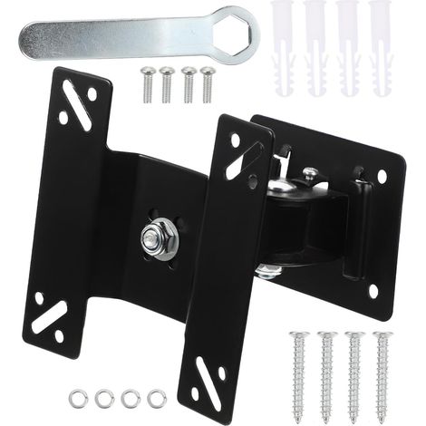 Black Iron Corner TV Wall Mount, 360° Swivel Wall Mount for Monitors and Televisions, Suitable for Offices and Studies, 75/100mm Mounting Hole Spacing (1/5)