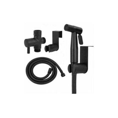 Douchette WC Kit Complet Noir, XU,Kit Douchette WC,Pulvérisateur Destiné à l'hygiène Personnelle Quotidienne,Pomme de Douche Toilette avec Tuyau, Noir - (1/4)