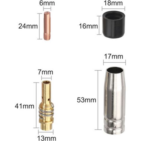 19 MIG/MAG 0,8 mm M6 Kontaktspitzen zum Schweißen, Ersatzspitzenhalter für Binzel 15AK Schweißbrenner (1/2)