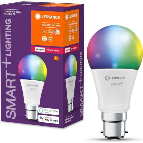 LEDVANCE Smart+ Lampe mit ZigBee Technologie, 9W, A60, matt, Sockel B22D, Lichtfarbe RGBW einstellbar, 806lm, 1er Pack (1/5)