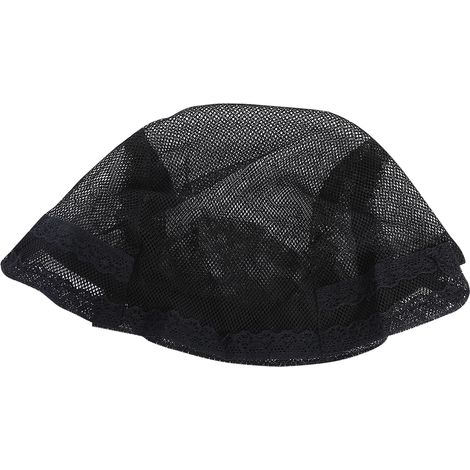 Bonnet résille noir pour perruque, filet à cheveux élastique avec sangle réglable (1/5)