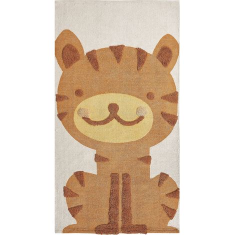 Tappeto da camera per bambini in cotone con stampa tigre 80 x 150 cm Multicolore Sala giochi Sigli