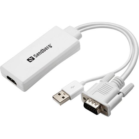 Sandberg 508-78 - HDMI câble adaptateur (USB, VGA), blanc