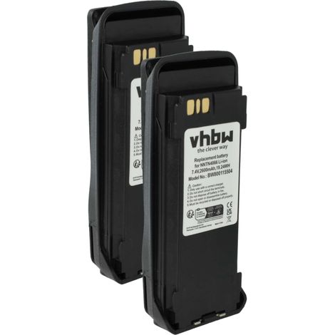 vhbw 2x Batterie remplacement pour Motorola PMNN4101A, PMNN4102A, PMNN4101 pour radio talkie-walkie (2600mAh, 7,4V, Li-ion) - avec clip de ceinture