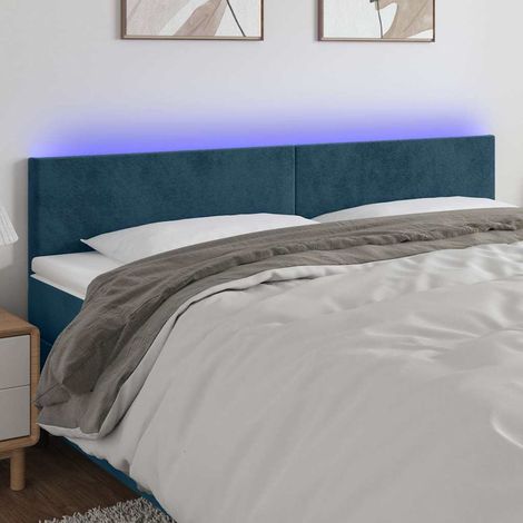 vidaXL Cabecero con LED de terciopelo azul oscuro 180x5x78/88 cm (1/5)