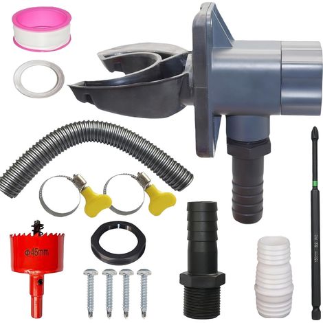 Kit de Dérivation et Pièces pour Récupérateur d'eau de Pluie DIY Système de Système De Collecte D'eau De Pluie Pour Terrasse Jardin Extérieur Gouttière 70 À 110 Mm (1/5)