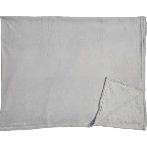 Plaid Doux en Microfibre Gris Clair 150x200cm (1/2)