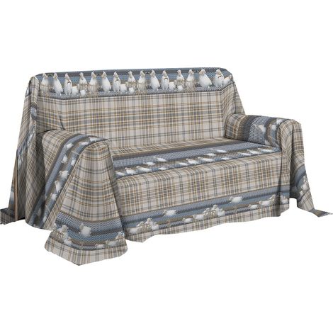 Telo arredo cotone Fantasia Pecorelle copritutto grandfoulard  Made in italy Singolo - Beige (1/2)