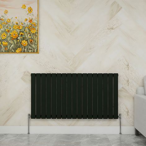 SKY Bathroom 600x1156mm Single Black Horizontal Flat Panel Radiator Designer Central Heating Radiator